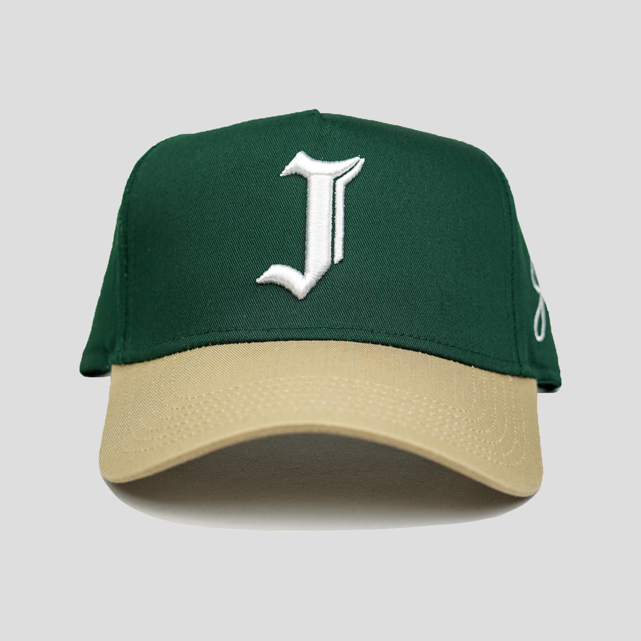 "J" Signature Snapback Hat (GREEN/KHAKI)